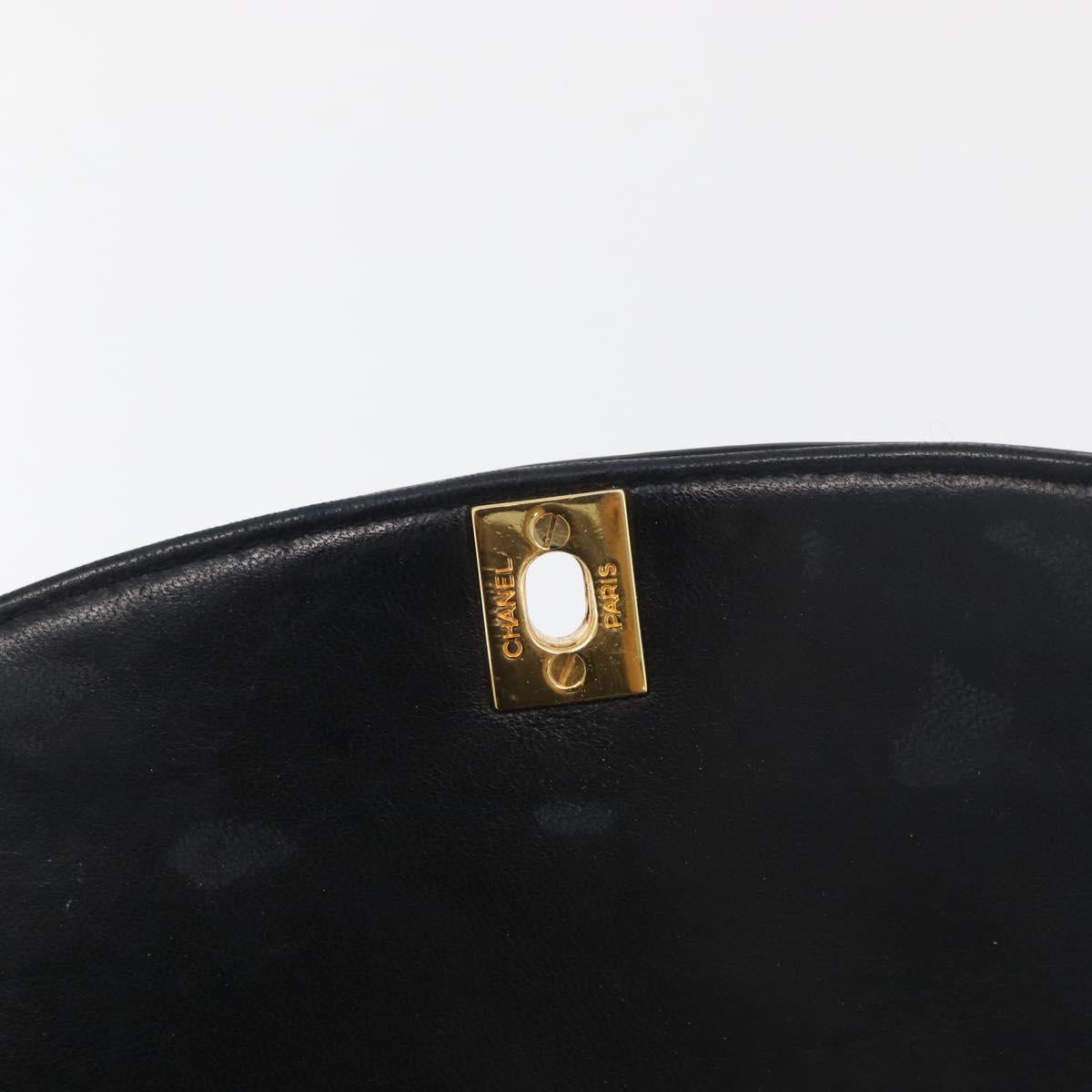 CHANEL Matelasse Chain Shoulder Bag Patent Leather Black Gold CC Auth 179684A