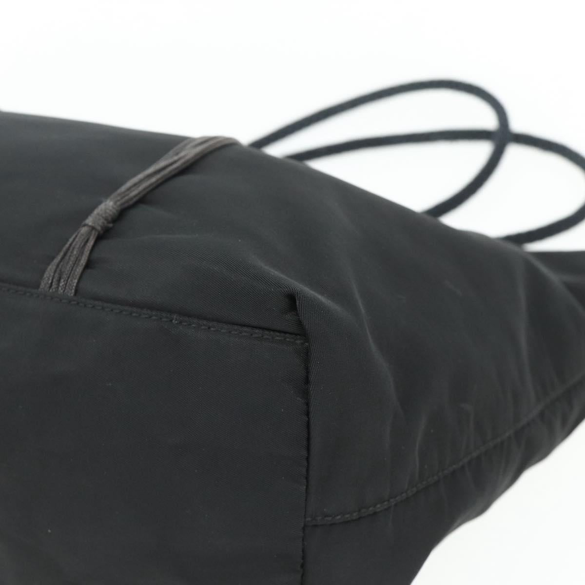 PRADA Hand Bag Nylon Black Silver Auth 179699A