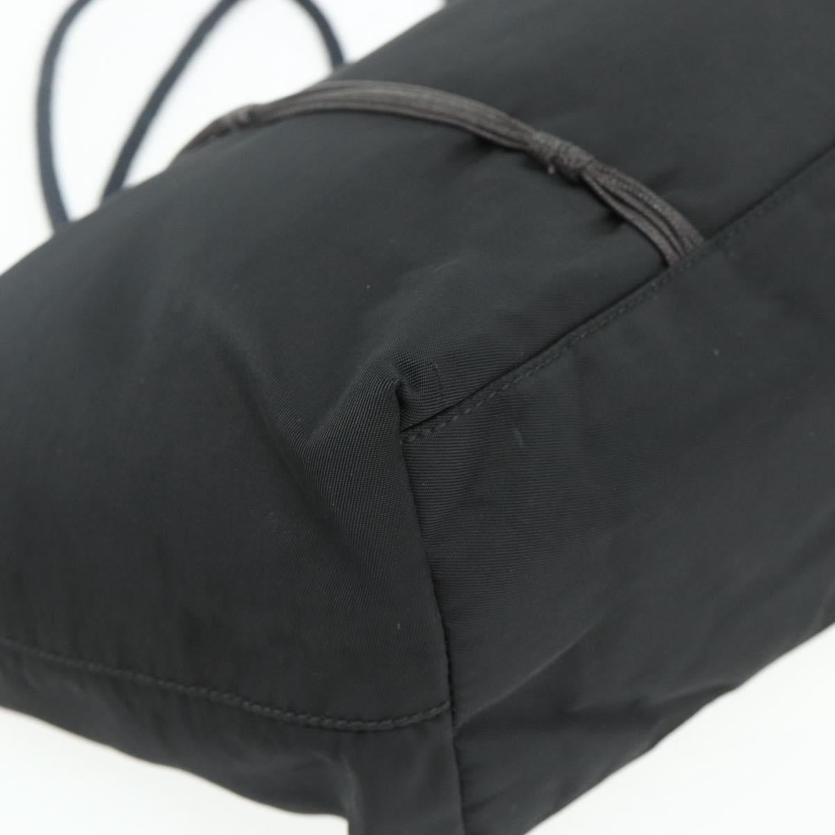 PRADA Hand Bag Nylon Black Silver Auth 179699A