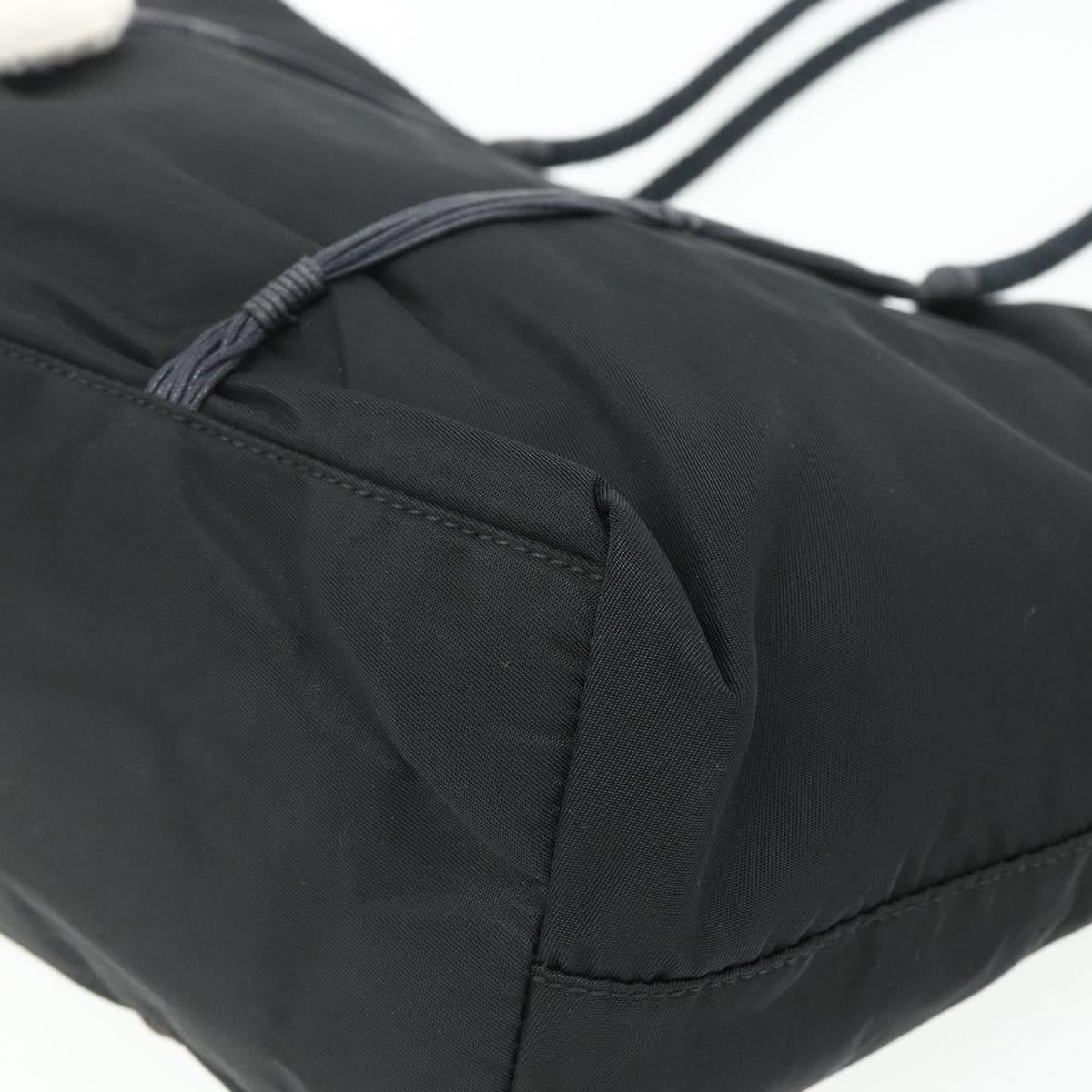 PRADA Hand Bag Nylon Black Silver Auth 179699A