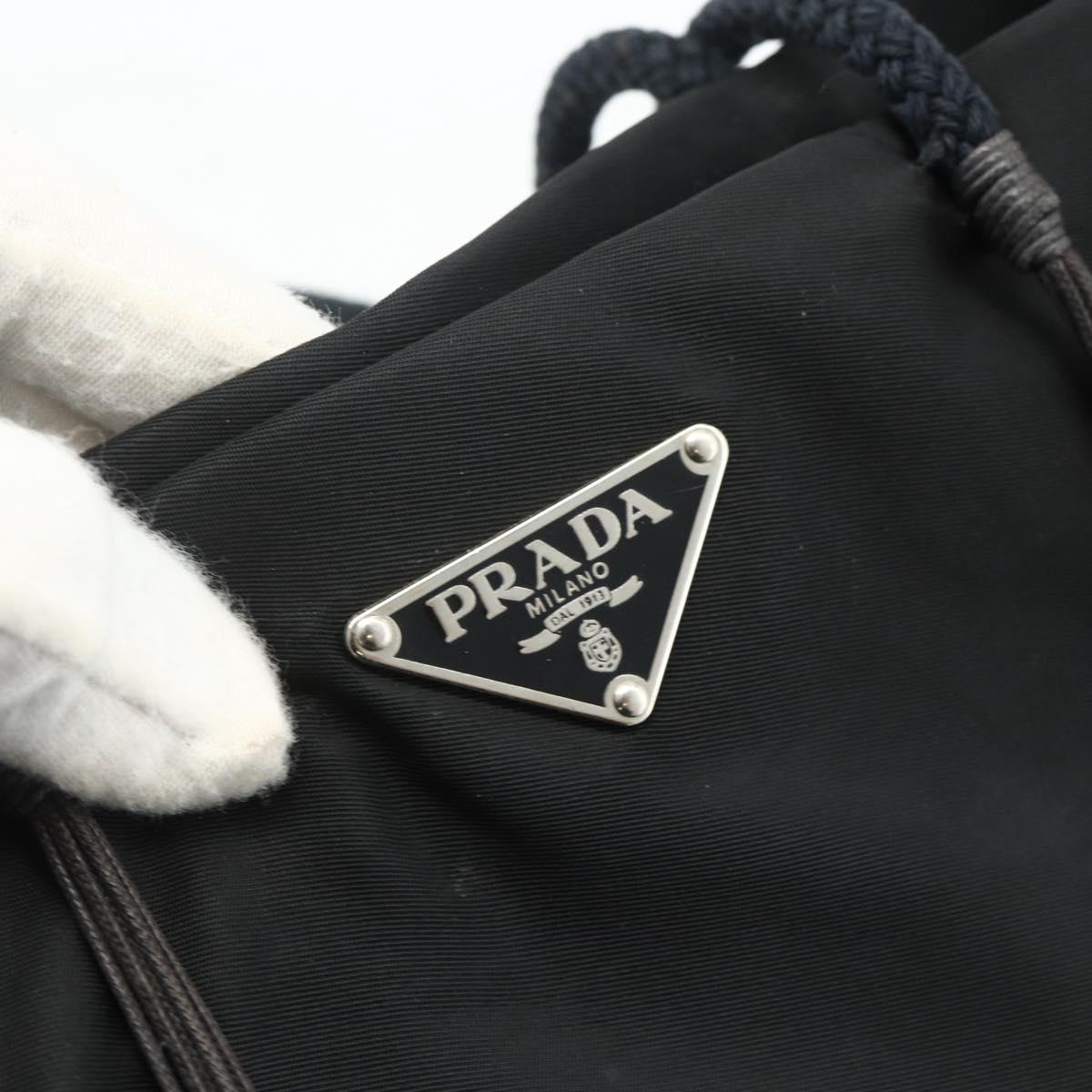 PRADA Hand Bag Nylon Black Silver Auth 179699A