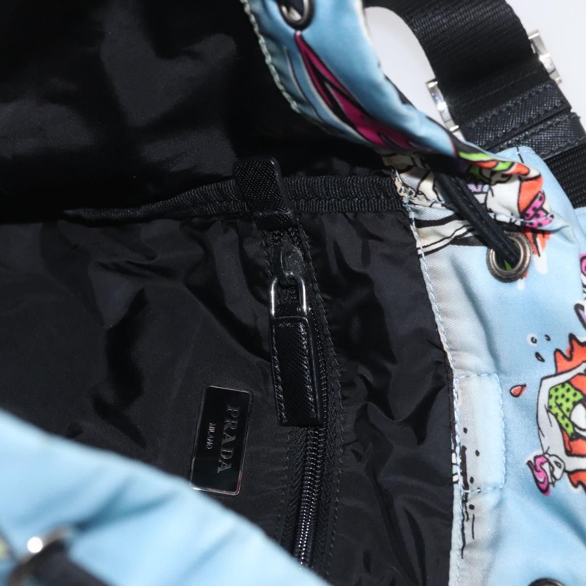 PRADA Backpack Nylon Light Blue Silver Auth 179705A