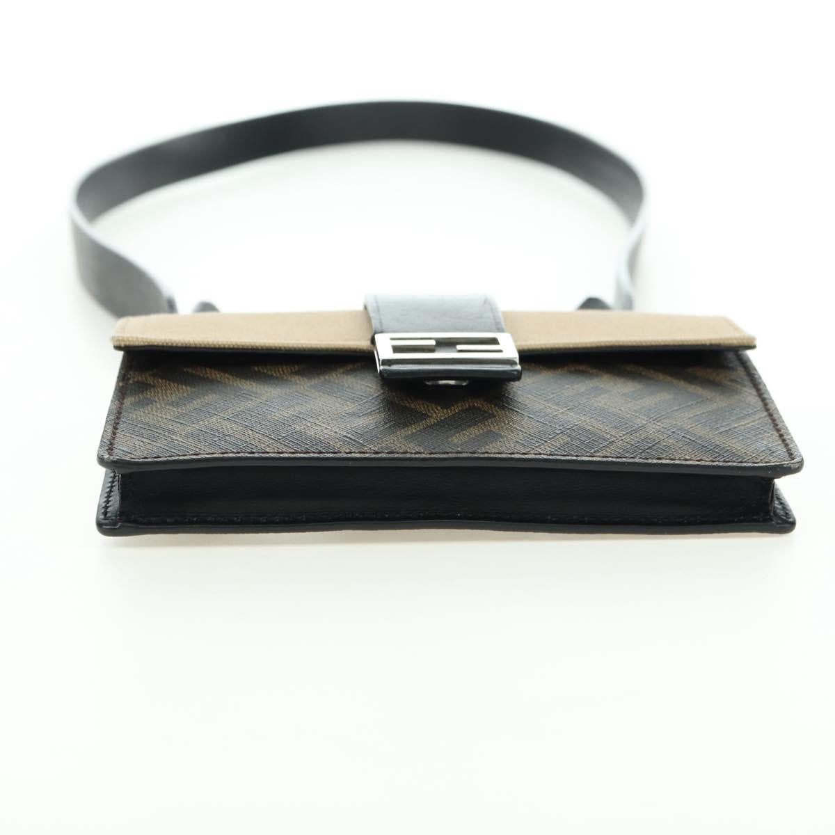 FENDI Zucca Canvas Bucket Slim Shoulder Bag Black Brown Auth 179706V