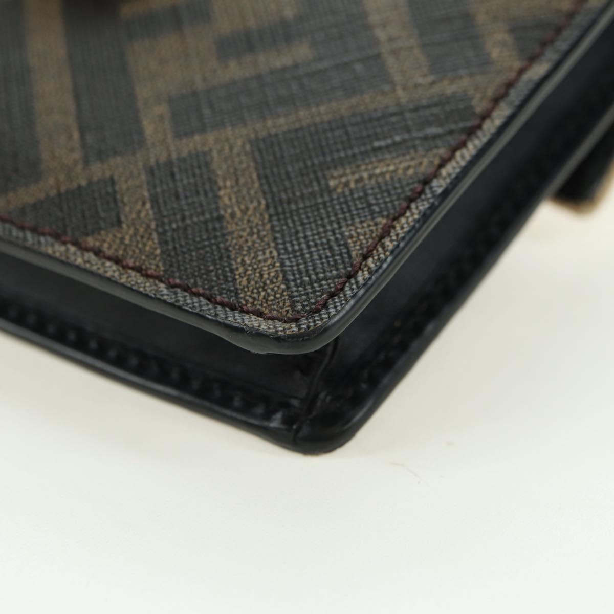 FENDI Zucca Canvas Bucket Slim Shoulder Bag Black Brown Auth 179706V