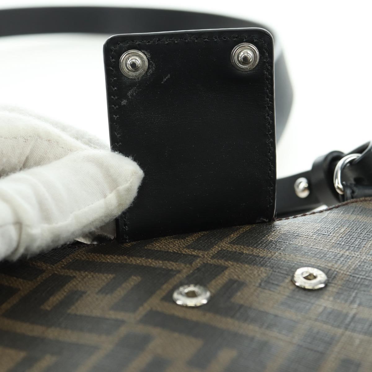FENDI Zucca Canvas Bucket Slim Shoulder Bag Black Brown Auth 179706V