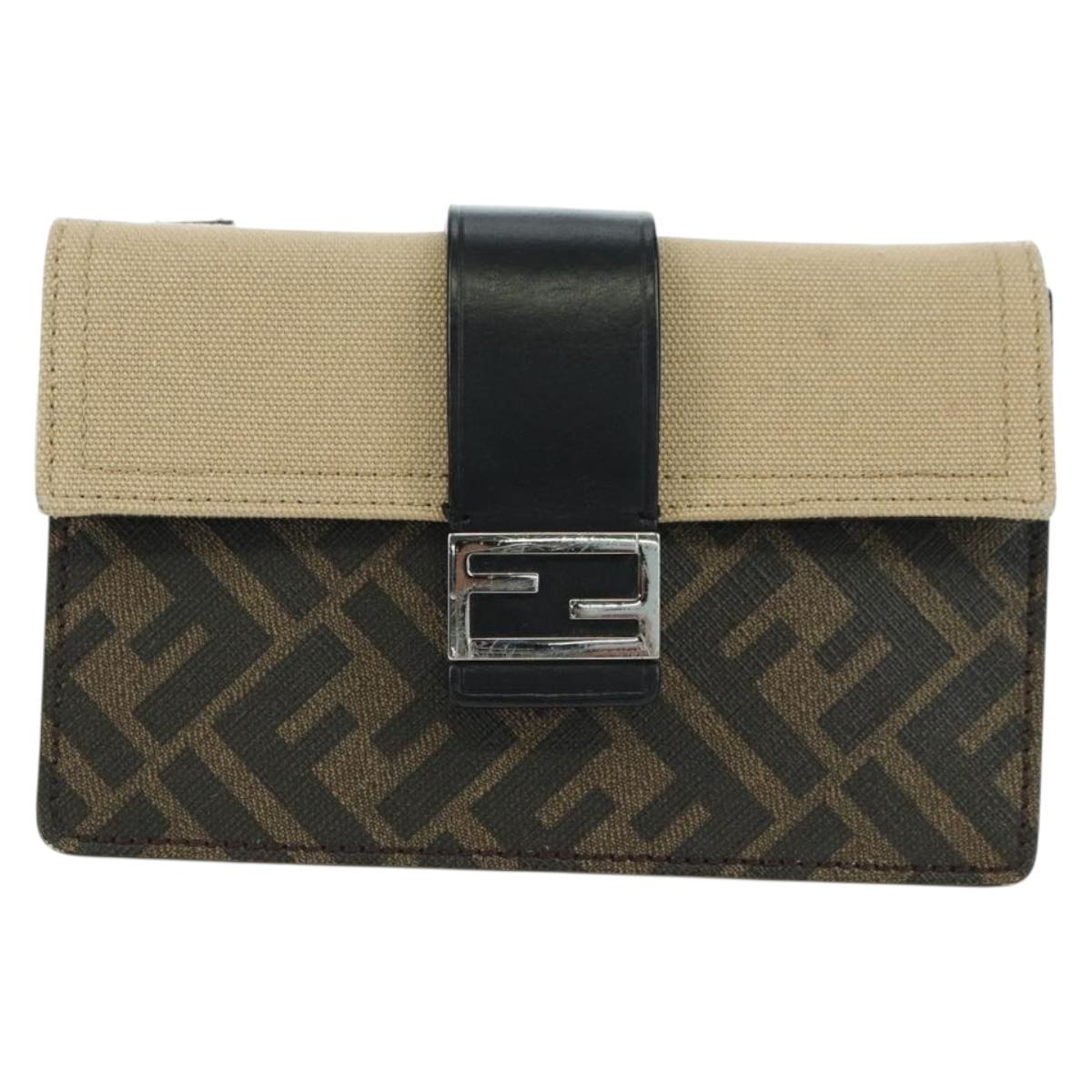 FENDI Zucca Canvas Bucket Slim Shoulder Bag Black Brown Auth 179706V