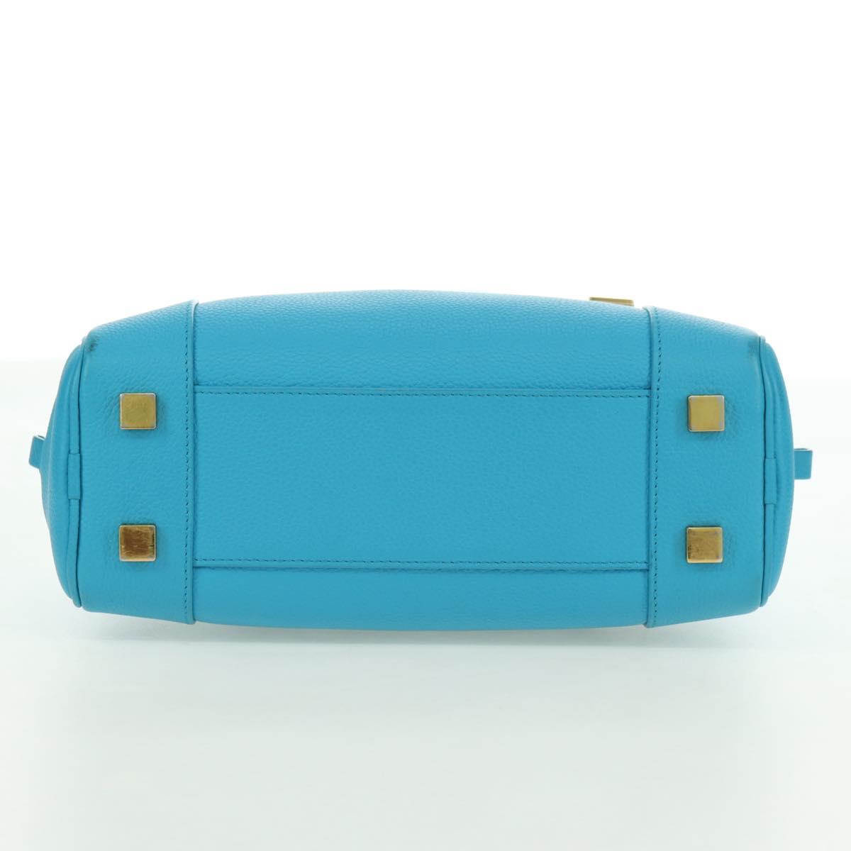 LOEWE Amazonas 23 Hand Bag Leather 2way Light Blue Gold Auth 179711V