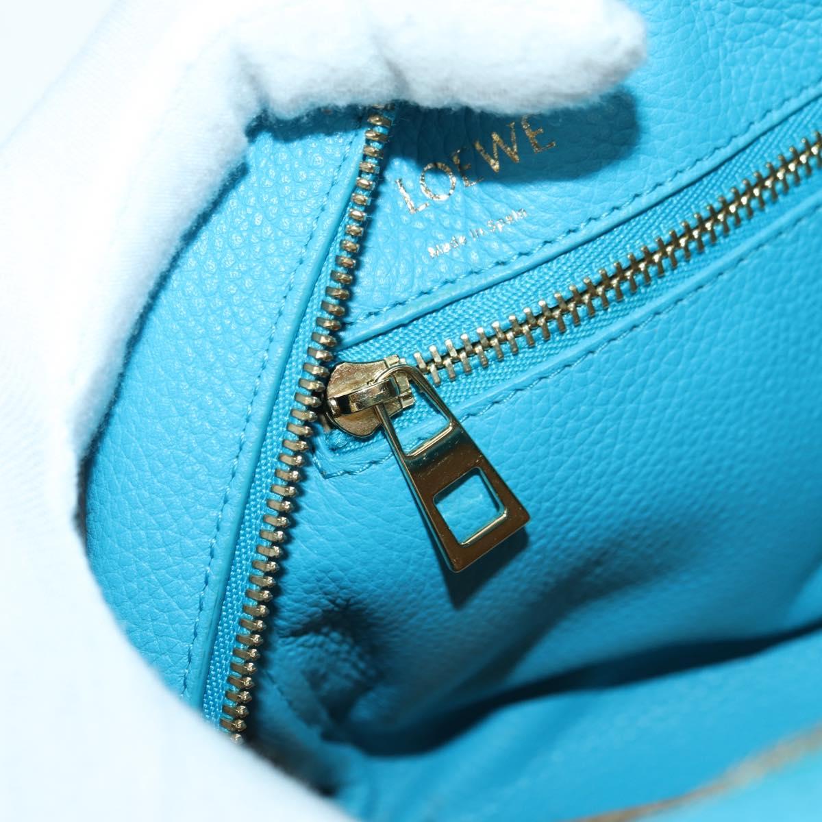 LOEWE Amazonas 23 Hand Bag Leather 2way Light Blue Gold Auth 179711V