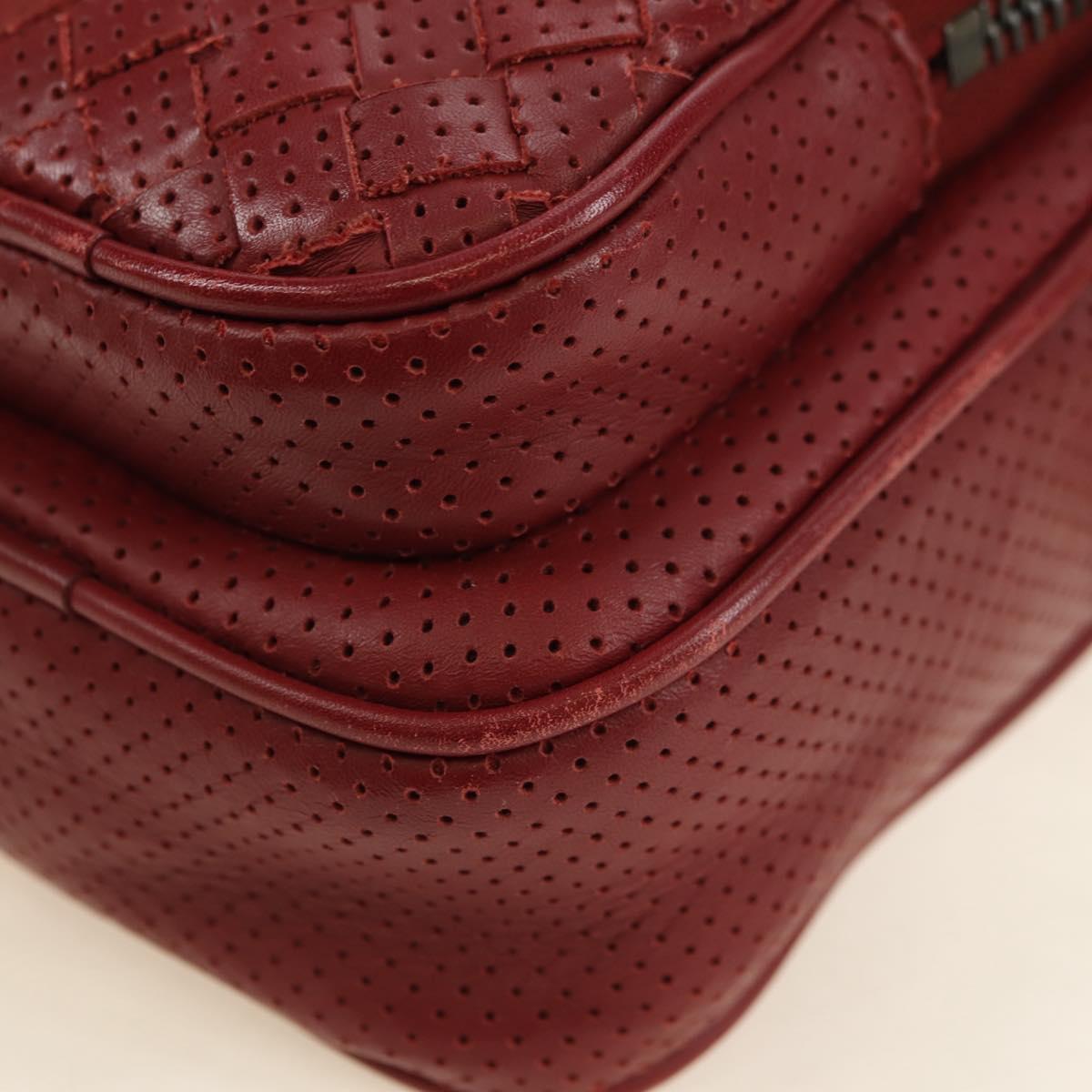 BOTTEGA VENETA INTRECCIATO Shoulder Bag Leather Bordeaux 154554 Auth 179712V