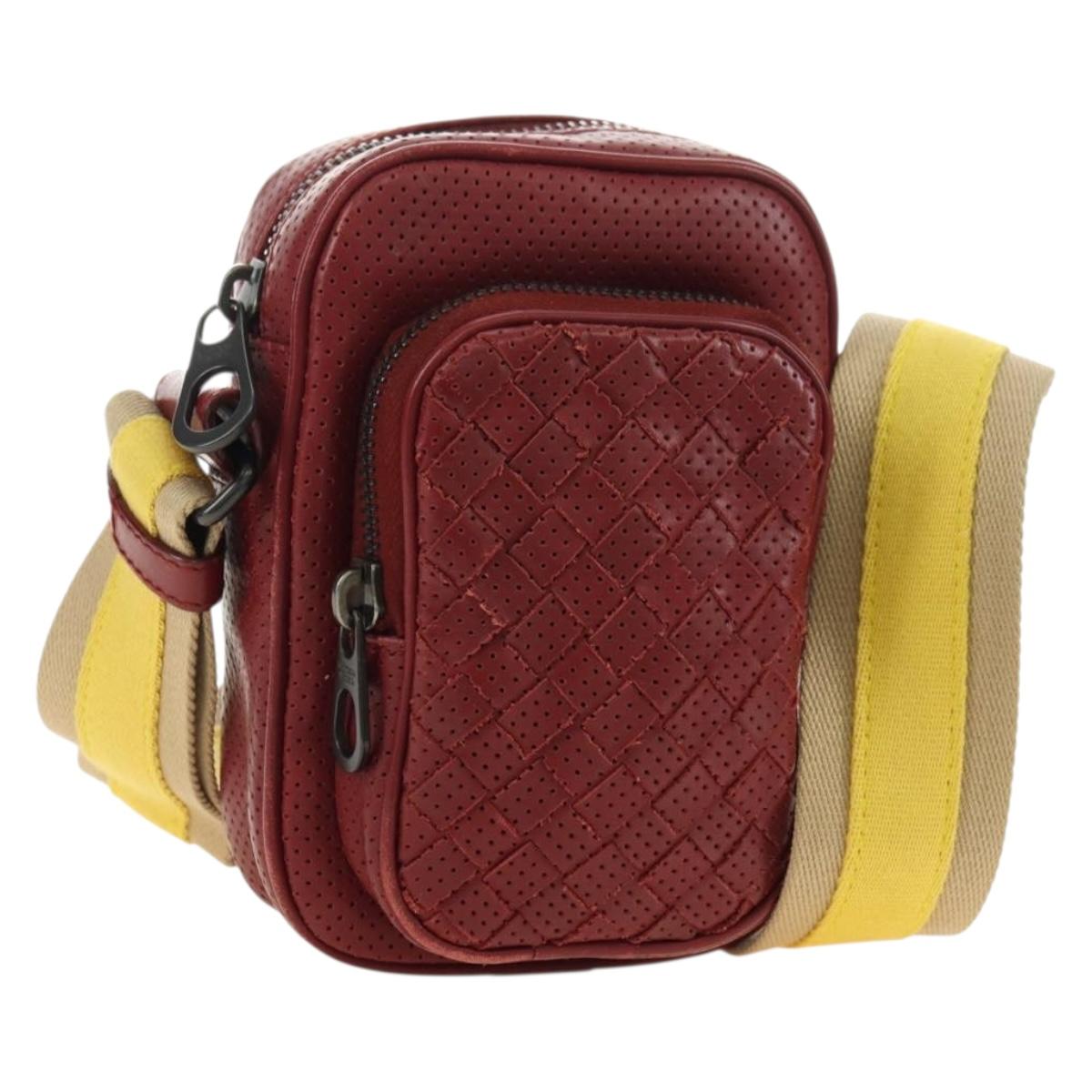 BOTTEGA VENETA INTRECCIATO Shoulder Bag Leather Bordeaux 154554 Auth 179712V