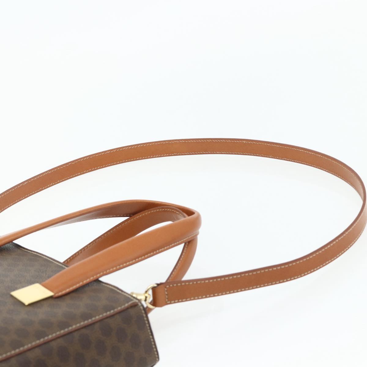 CELINE Macadam Canvas Hand Bag PVC Leather 2way Brown Gold Auth 179713A