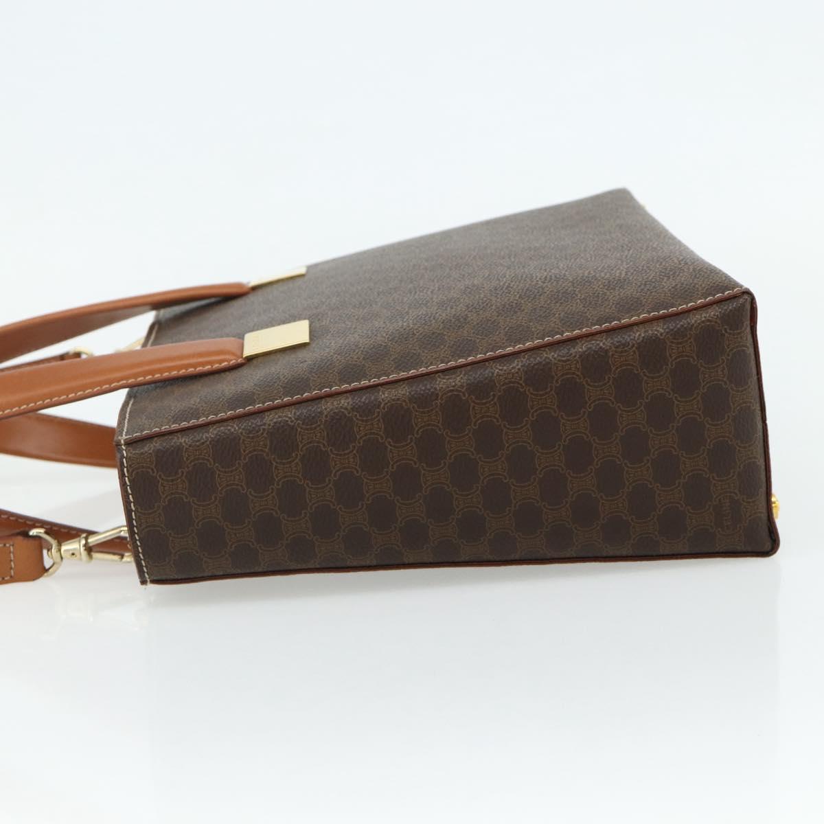 CELINE Macadam Canvas Hand Bag PVC Leather 2way Brown Gold Auth 179713A