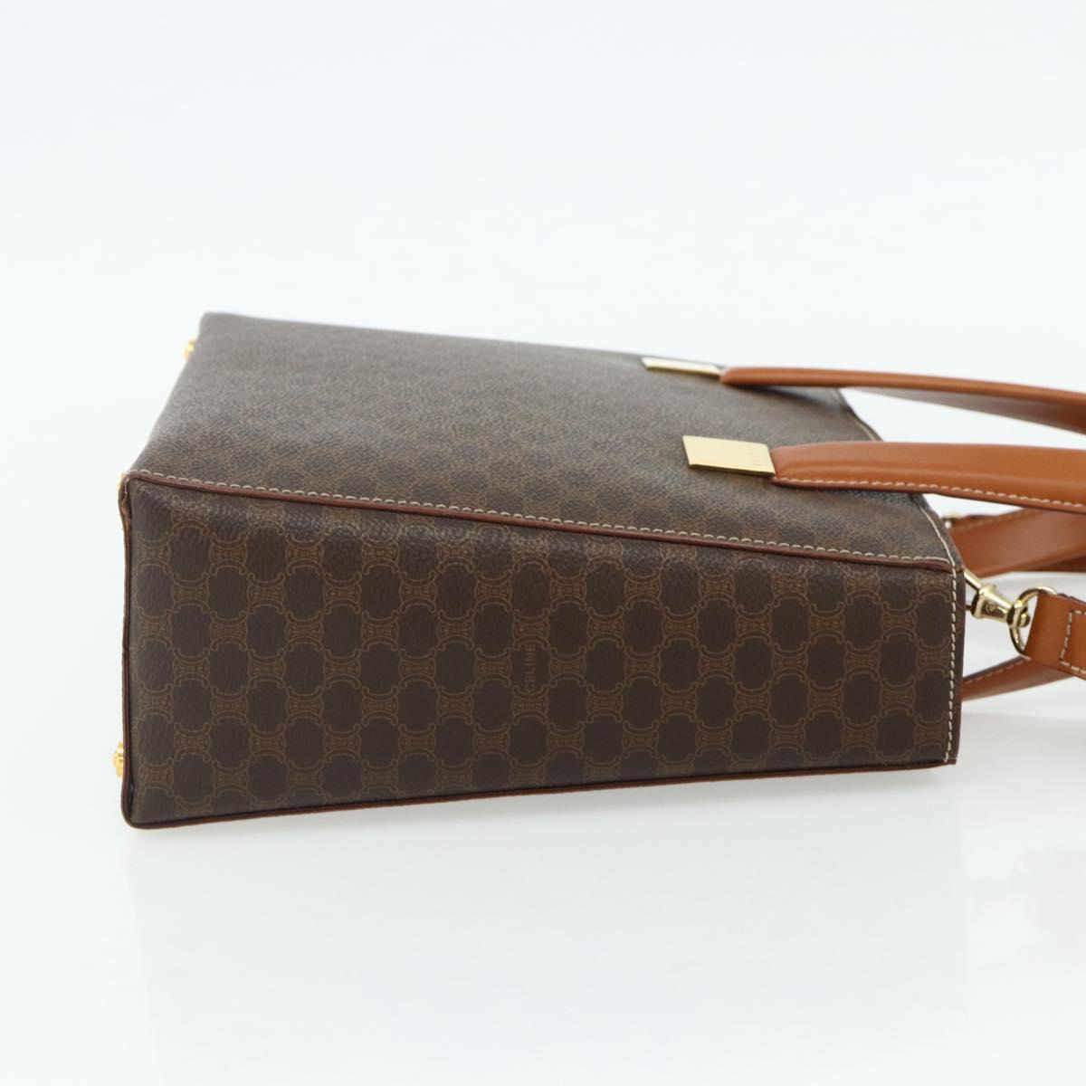 CELINE Macadam Canvas Hand Bag PVC Leather 2way Brown Gold Auth 179713A