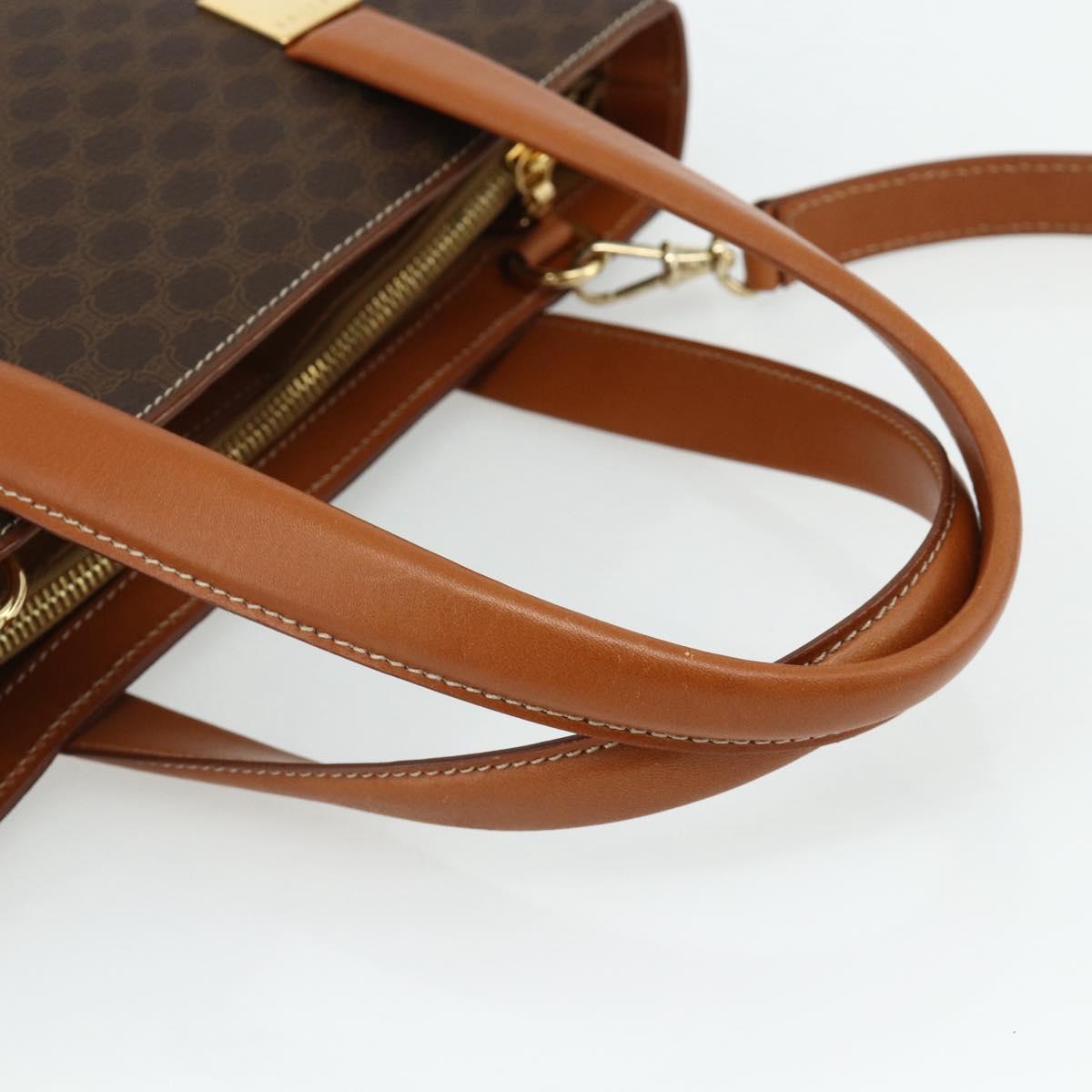 CELINE Macadam Canvas Hand Bag PVC Leather 2way Brown Gold Auth 179713A