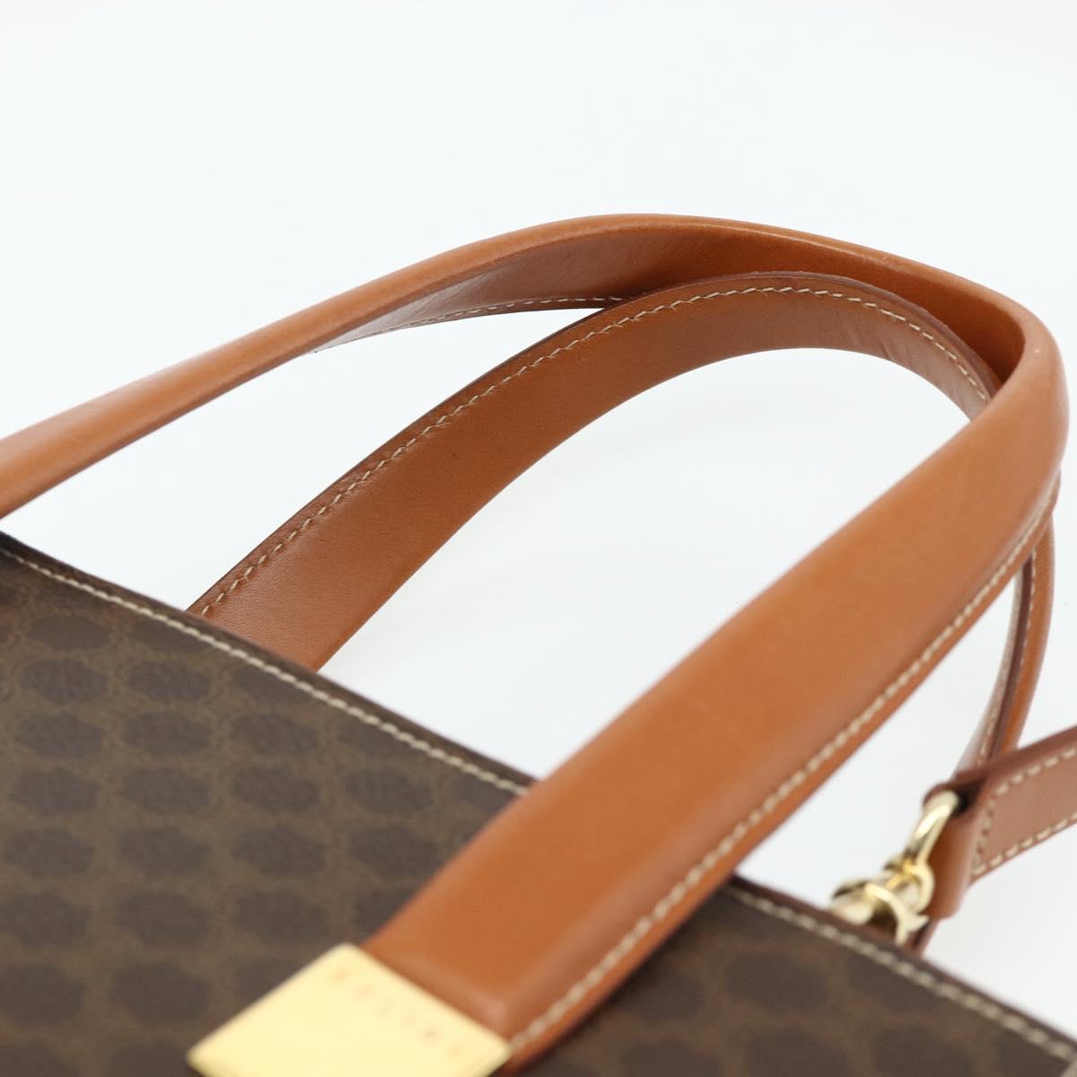 CELINE Macadam Canvas Hand Bag PVC Leather 2way Brown Gold Auth 179713A