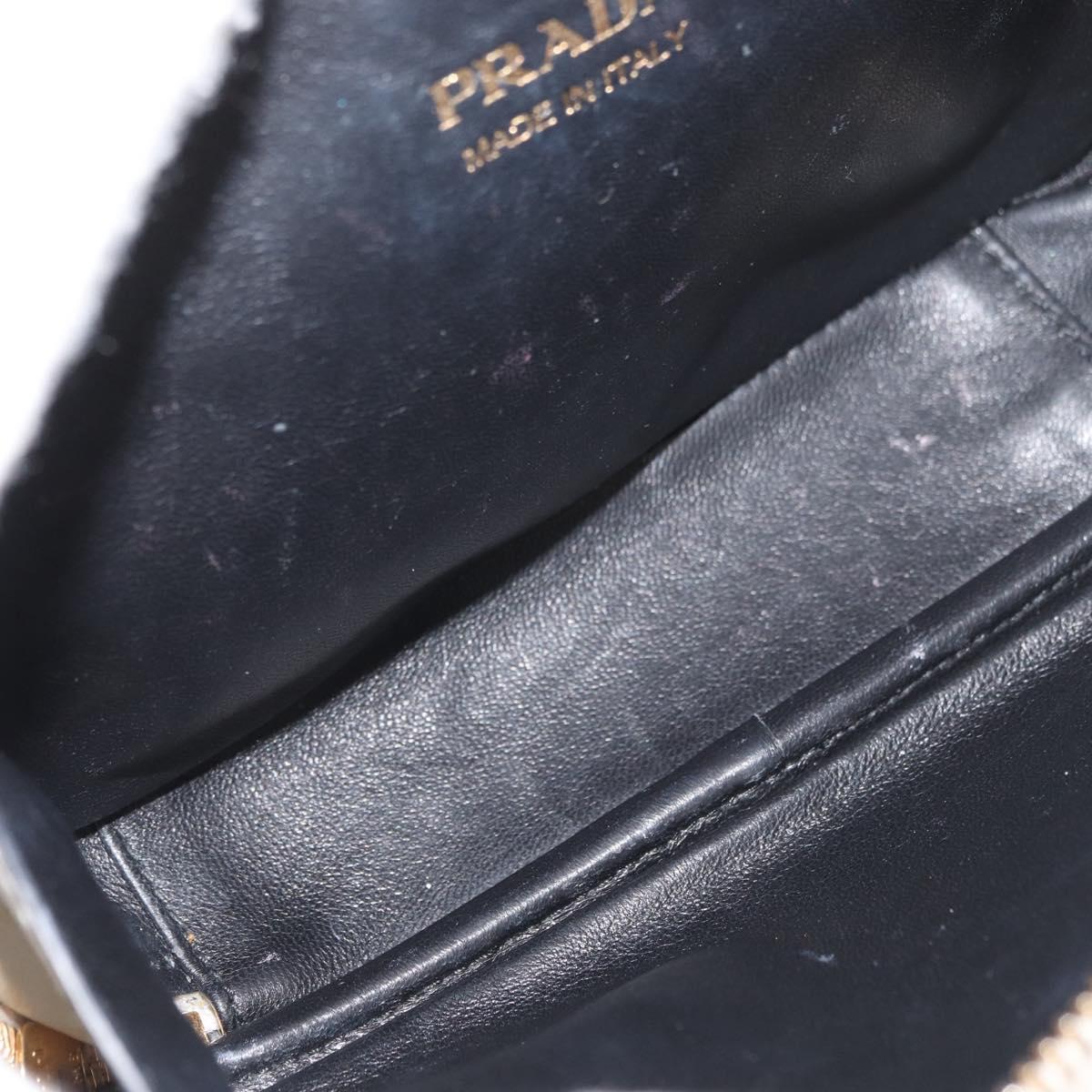 PRADA Hand Bag Leather 2way White Gold Auth 179715A