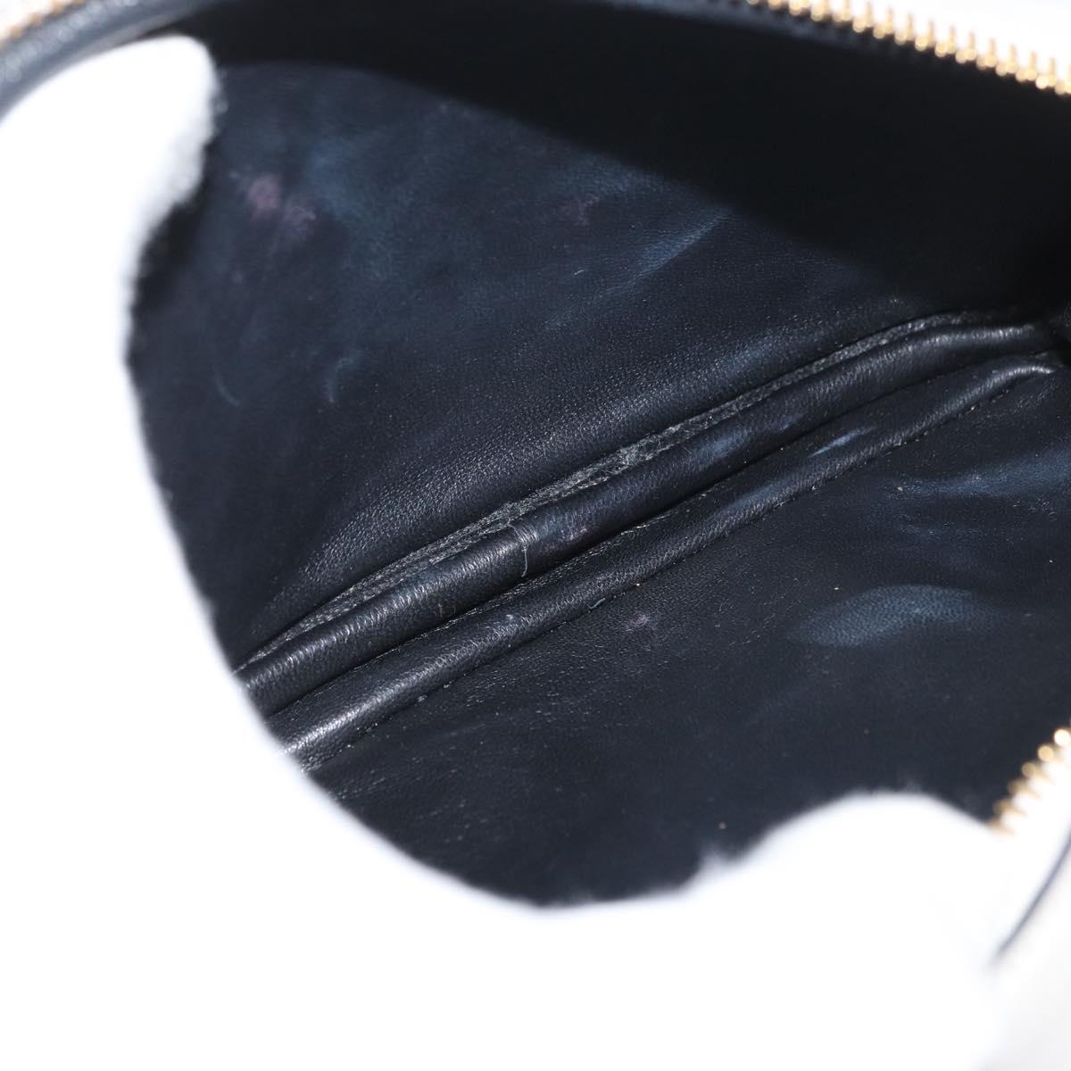 PRADA Hand Bag Leather 2way White Gold Auth 179715A