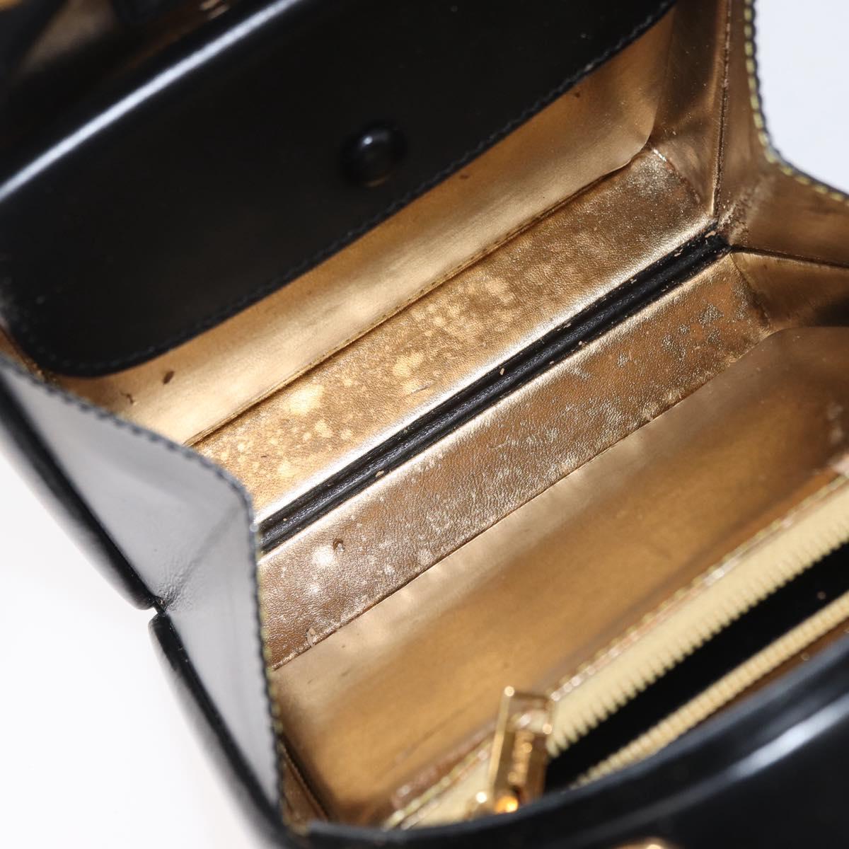 LOEWE Hand Bag Leather Black Gold Auth 179716A