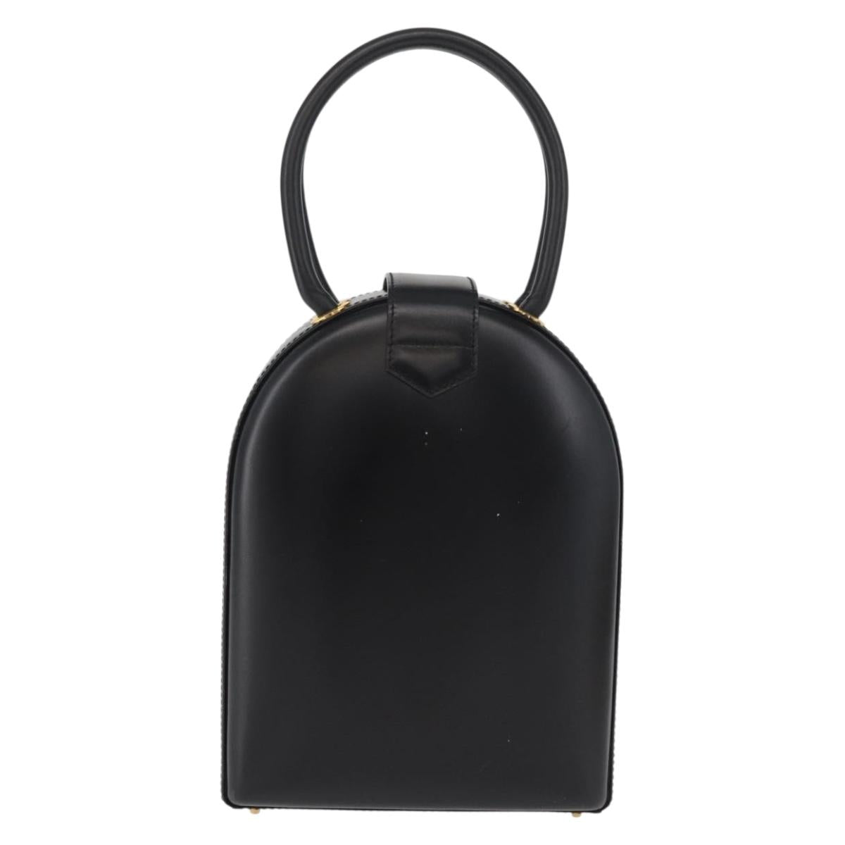 LOEWE Hand Bag Leather Black Gold Auth 179716A
