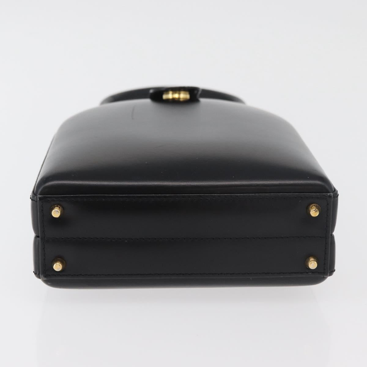 LOEWE Hand Bag Leather Black Gold Auth 179716A