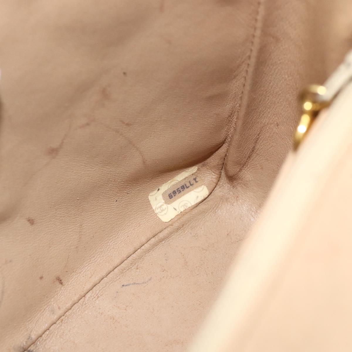CHANEL Matelasse Chain Shoulder Bag Lamb Skin Beige Gold CC Auth 179717A