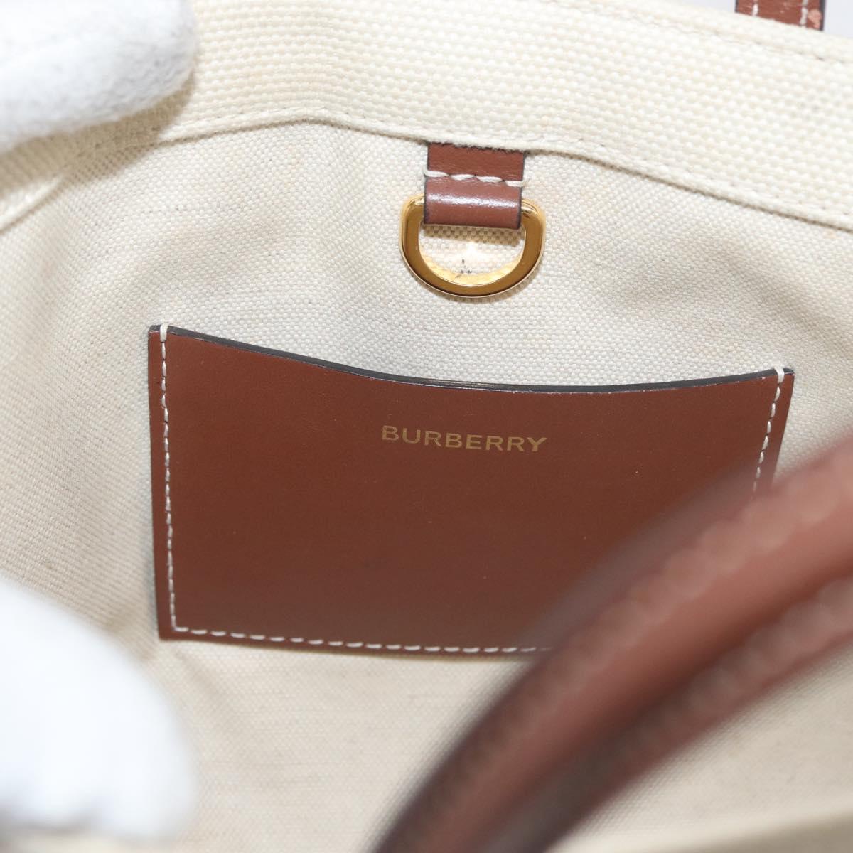 BURBERRY Hand Bag Canvas 2way Beige Gold Auth 179719A