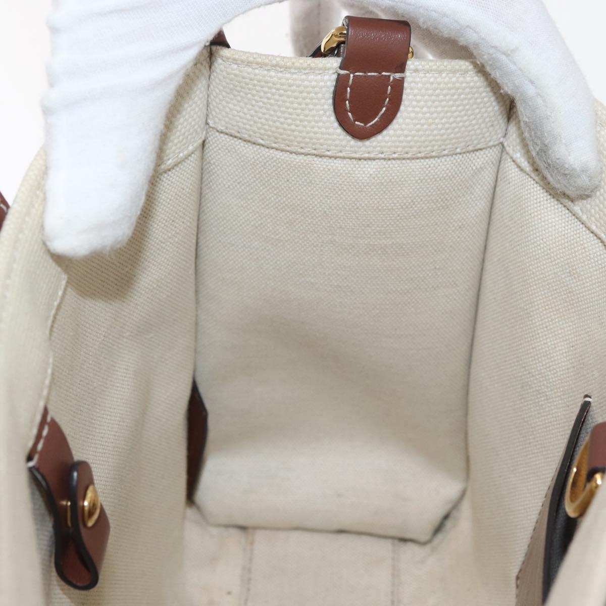 BURBERRY Hand Bag Canvas 2way Beige Gold Auth 179719A