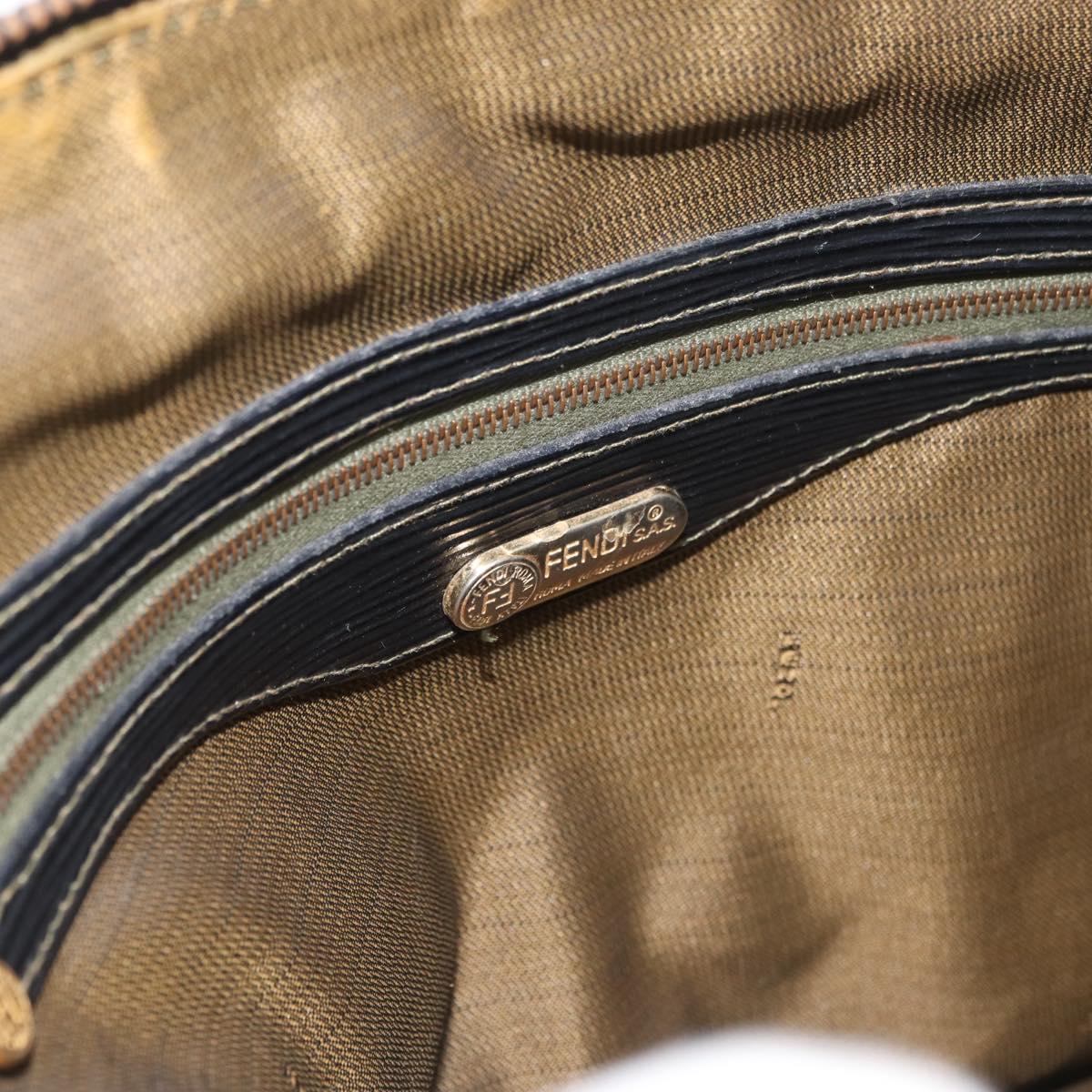 FENDI Zucca Canvas Hand Bag Black Brown Auth 179721A