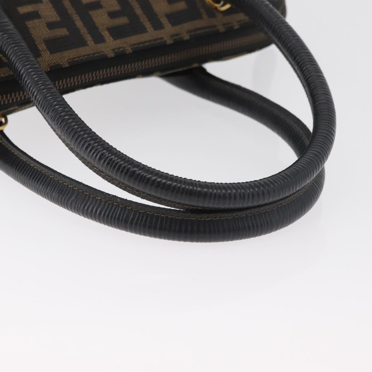 FENDI Zucca Canvas Hand Bag Black Brown Auth 179721A