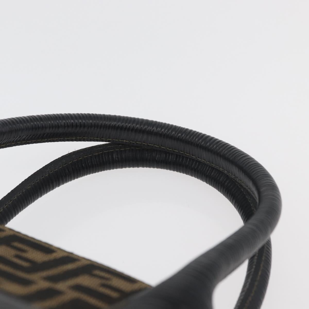 FENDI Zucca Canvas Hand Bag Black Brown Auth 179721A