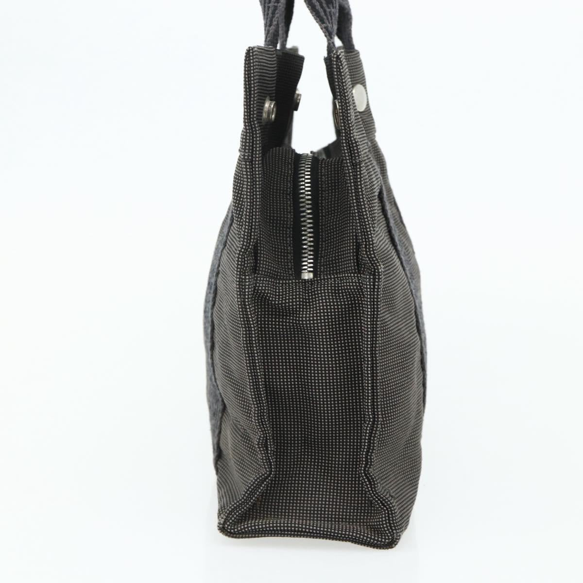 HERMES Her Line Tote PM Tote Bag Canvas Gray Silver Auth 179727A