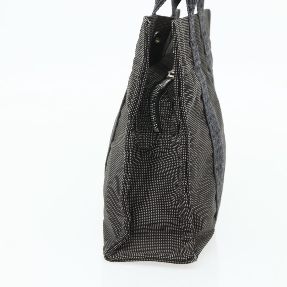 HERMES Her Line Tote PM Tote Bag Canvas Gray Silver Auth 179727A