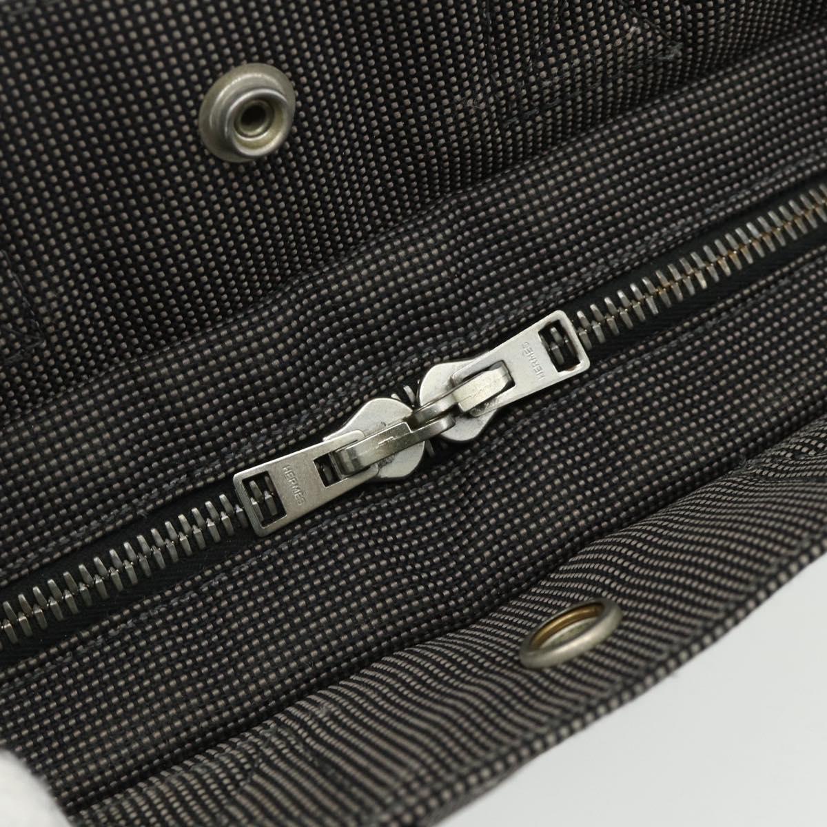 HERMES Her Line Tote PM Tote Bag Canvas Gray Silver Auth 179728A