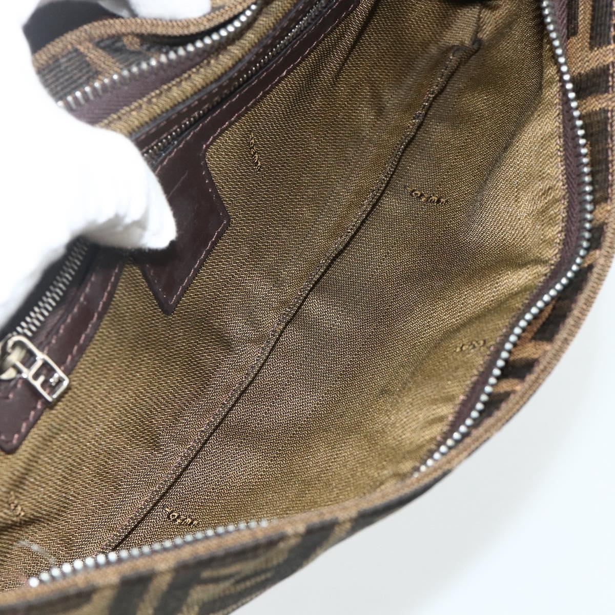 FENDI Zucca Canvas Mamma Baguette Shoulder Bag Black Brown Auth 179729