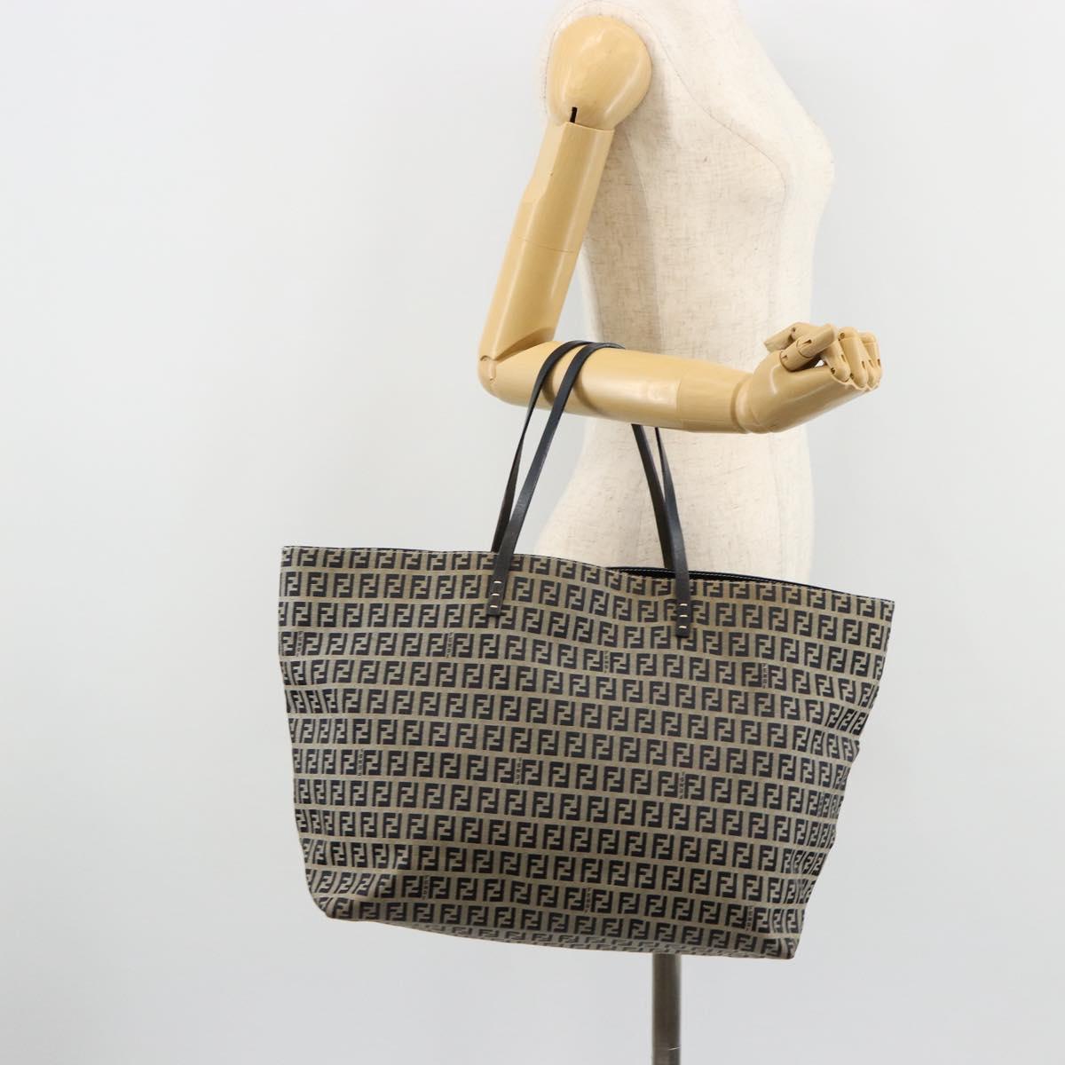 FENDI Zucchino Canvas Tote Bag Navy Auth 179732V