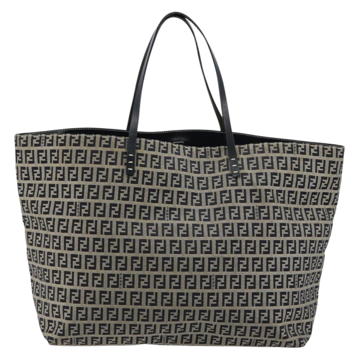 FENDI Zucchino Canvas Tote Bag Navy Auth 179732V