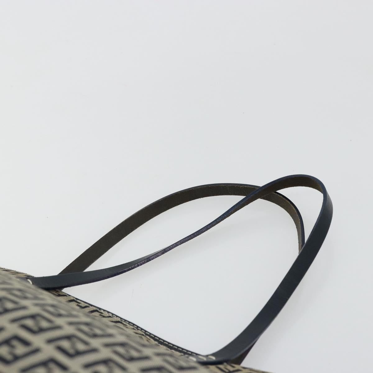 FENDI Zucchino Canvas Tote Bag Navy Auth 179732V