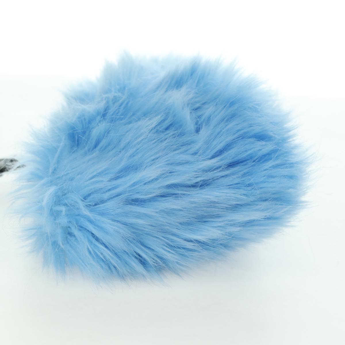 PRADA Clutch Bag Fur Silver Light Blue Auth 179733SM