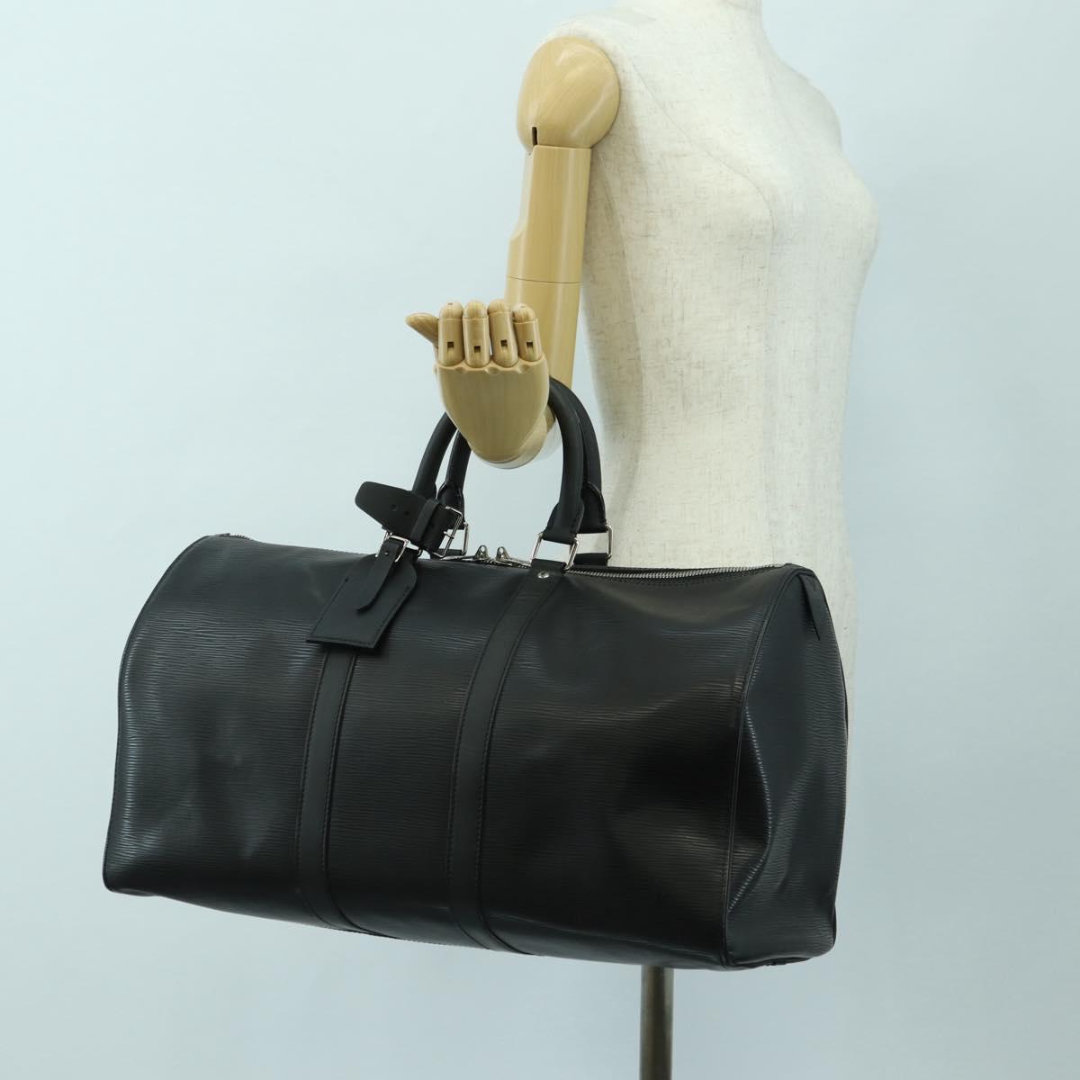 LOUIS VUITTON Epi Keepall 45 Boston Bag Black M42972 LV Auth 179740V