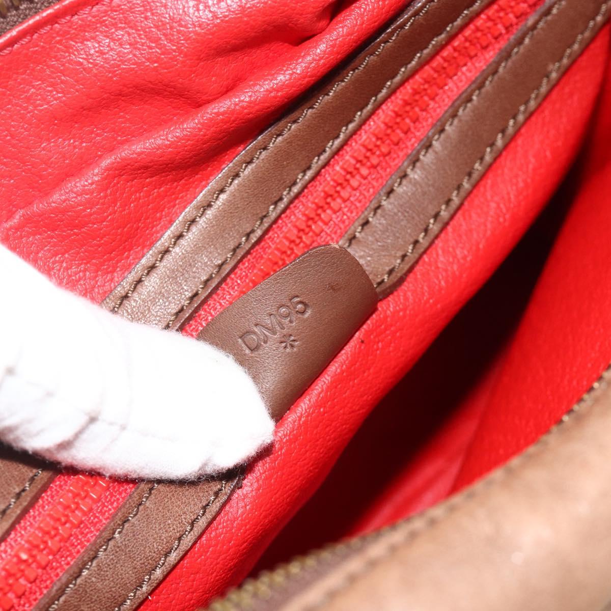 CELINE Circle Shoulder Bag Leather Brown Gold Auth 179757