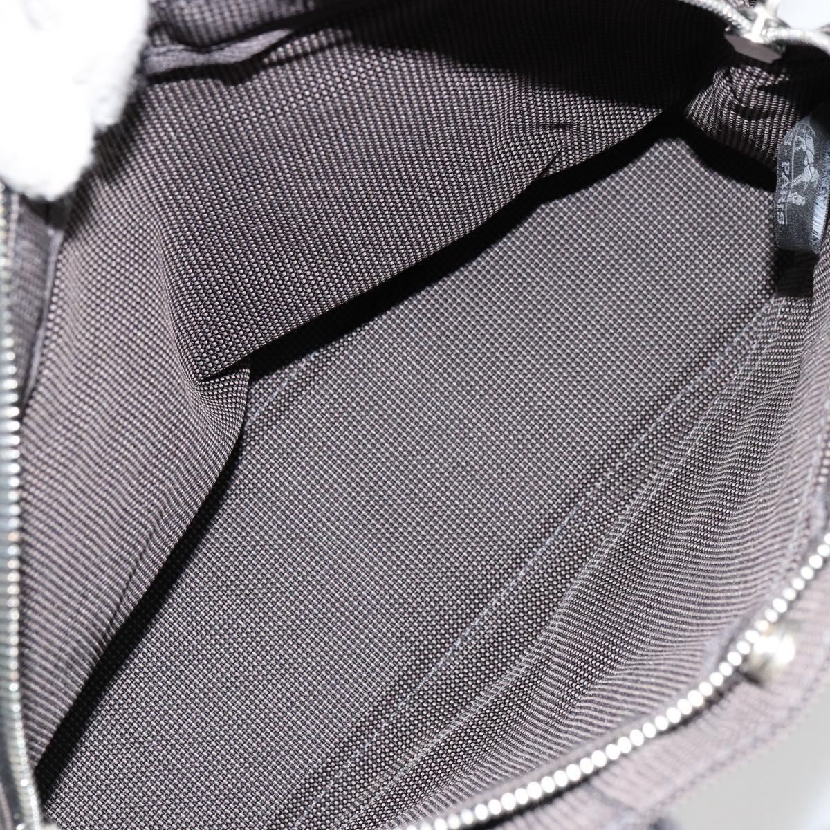 HERMES Her Line PM Hand Bag Canvas Gray Silver Auth 179760A