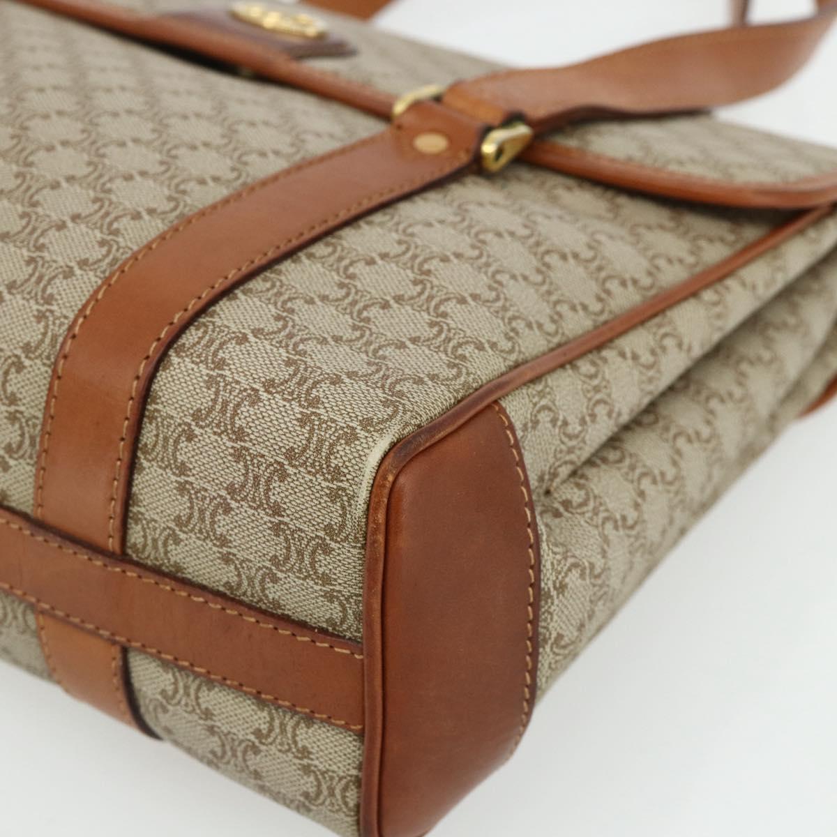 CELINE Macadam Canvas Hand Bag PVC Beige Gold Auth 179761