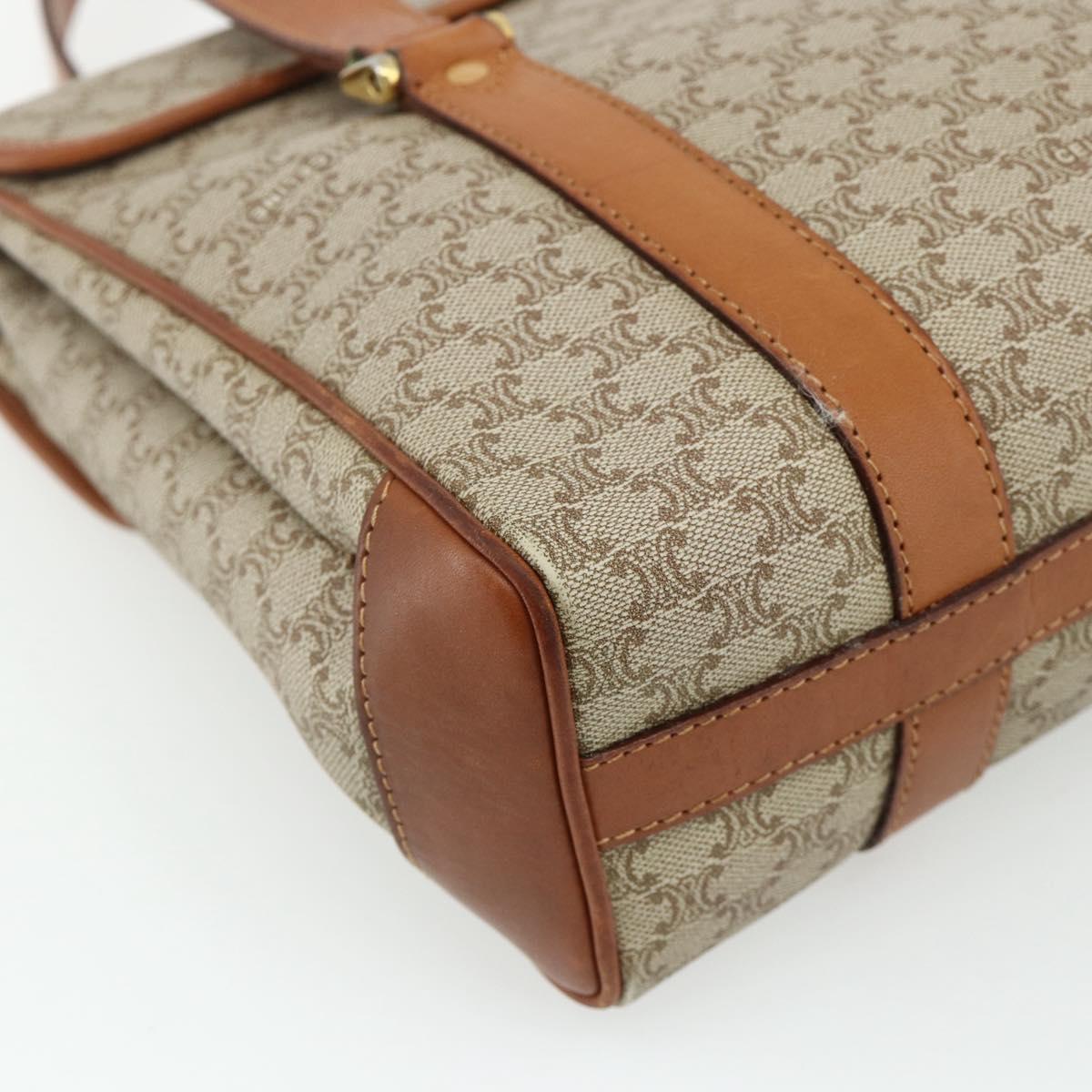 CELINE Macadam Canvas Hand Bag PVC Beige Gold Auth 179761