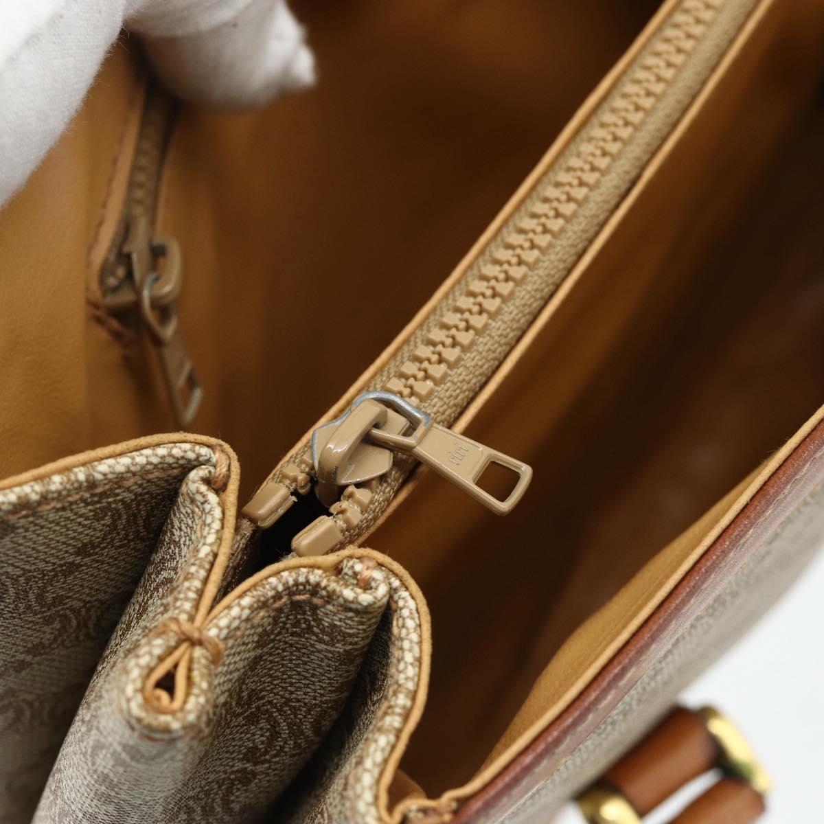 CELINE Macadam Canvas Hand Bag PVC Beige Gold Auth 179761