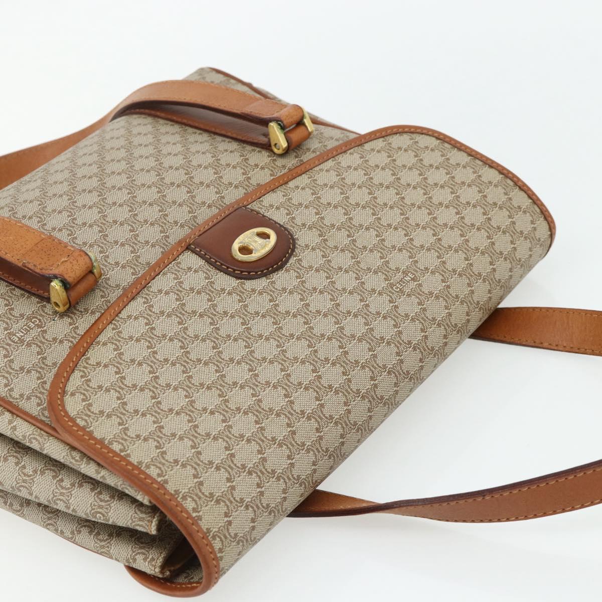 CELINE Macadam Canvas Hand Bag PVC Beige Gold Auth 179761