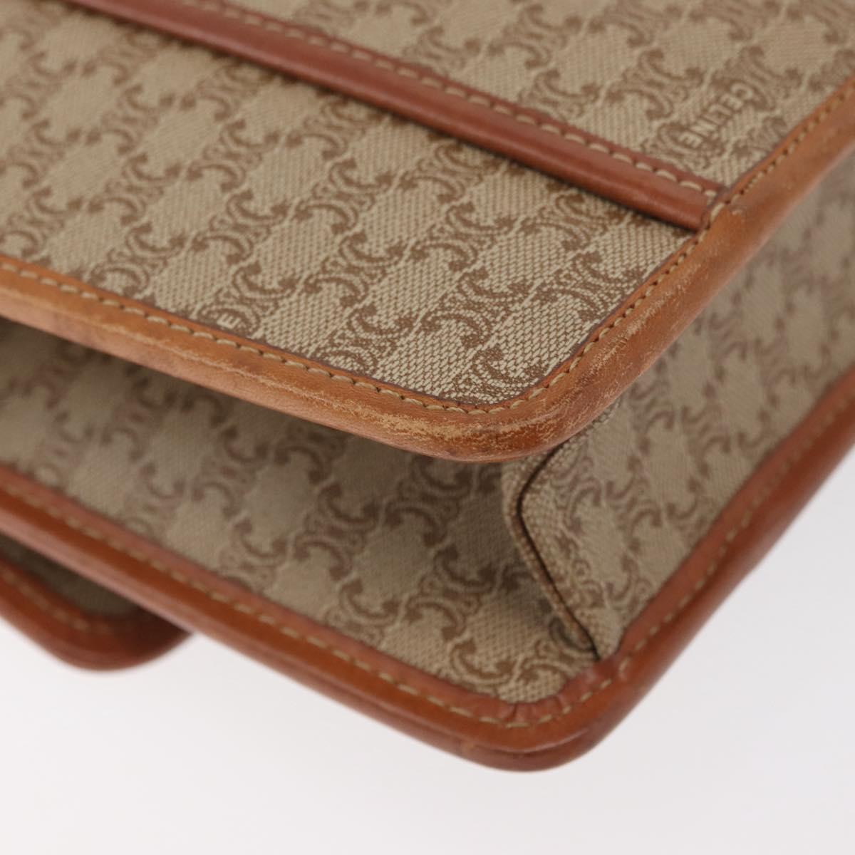 CELINE Macadam Canvas Shoulder Bag PVC Beige Gold Auth 179762A