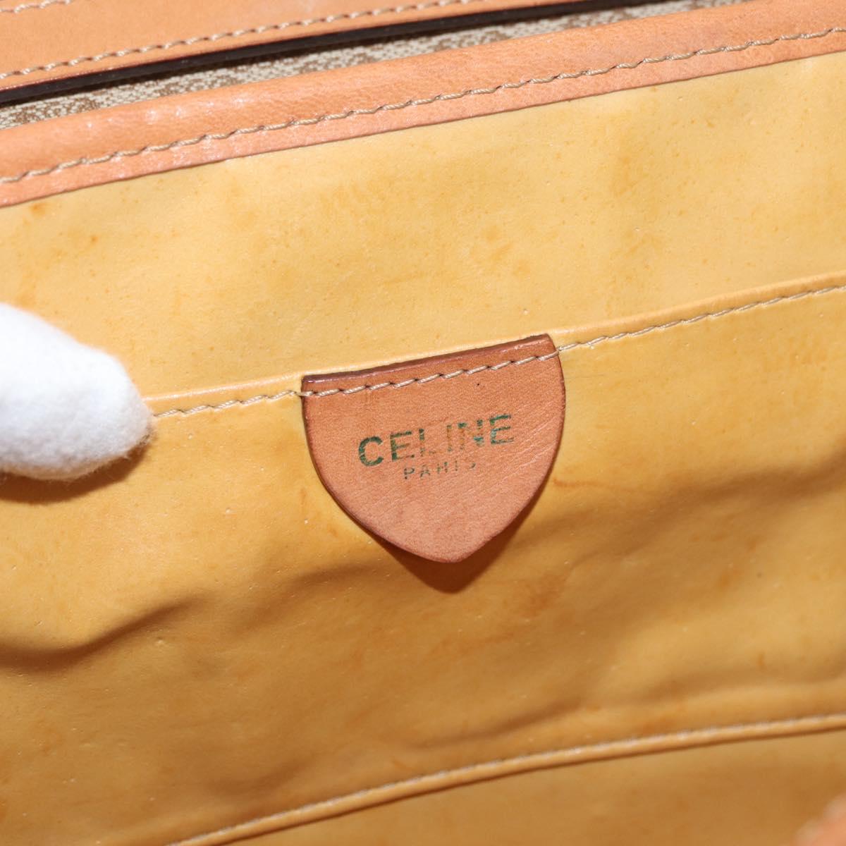 CELINE Macadam Canvas Shoulder Bag PVC Beige Gold Auth 179762A