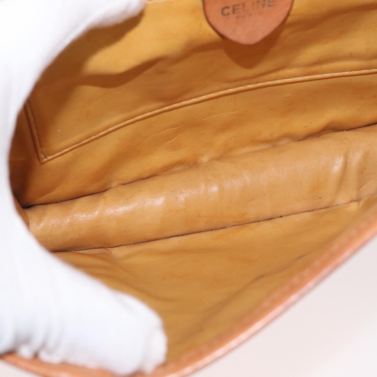 CELINE Macadam Canvas Shoulder Bag PVC Beige Gold Auth 179762A