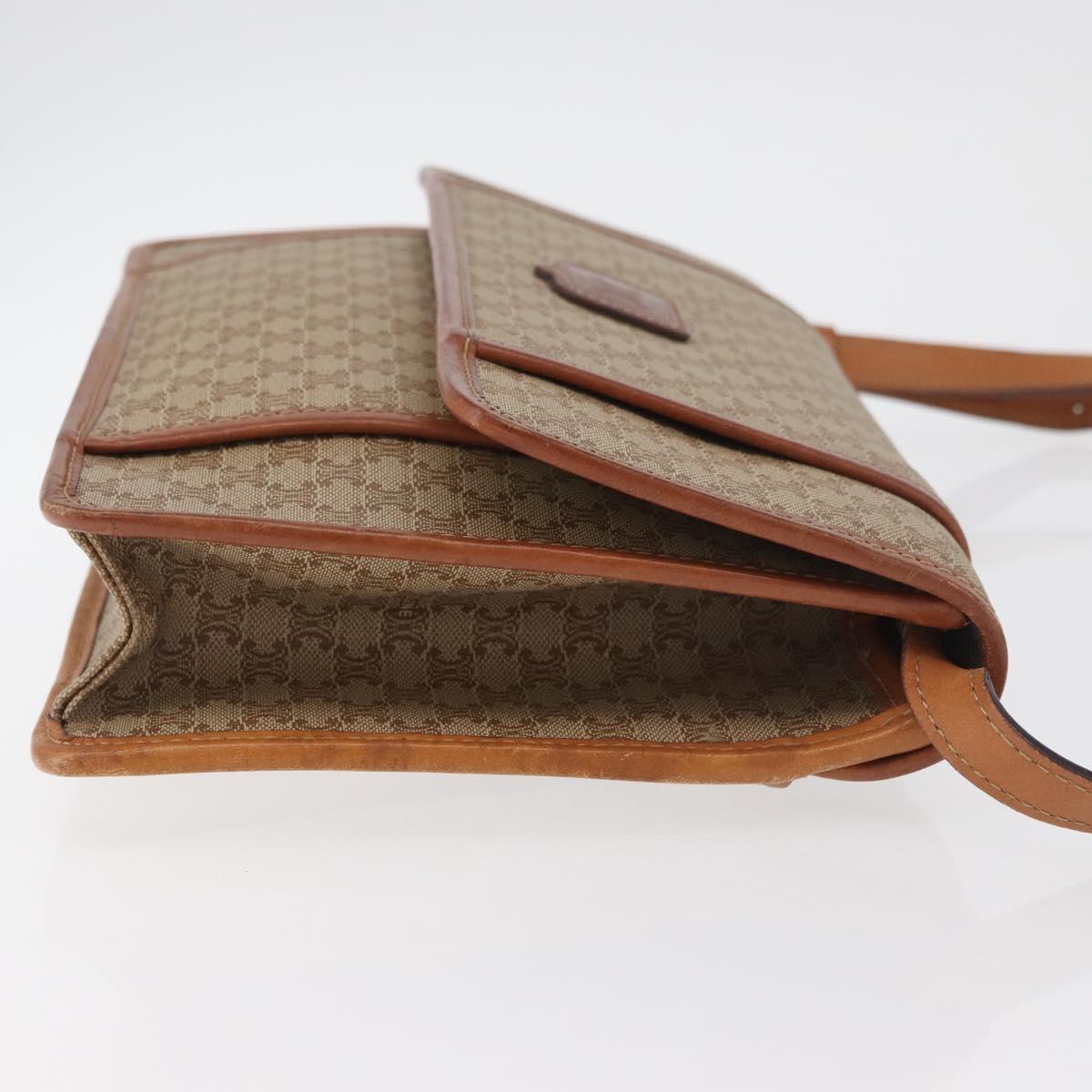 CELINE Macadam Canvas Shoulder Bag PVC Beige Gold Auth 179762A