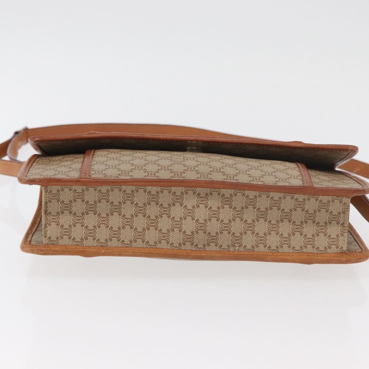CELINE Macadam Canvas Shoulder Bag PVC Beige Gold Auth 179762A